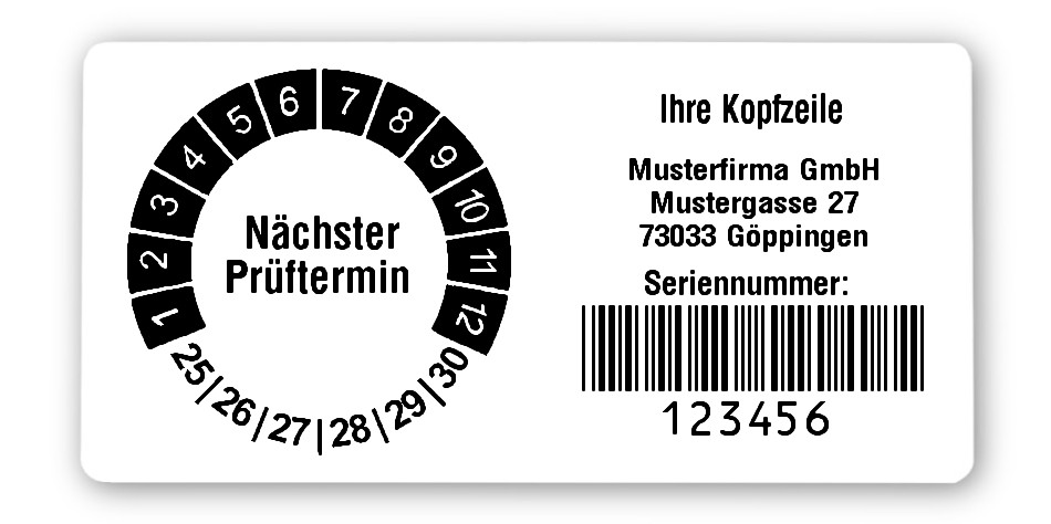 Prüfplakettenträger für Datum Plaketten - 68x34mm, weiß