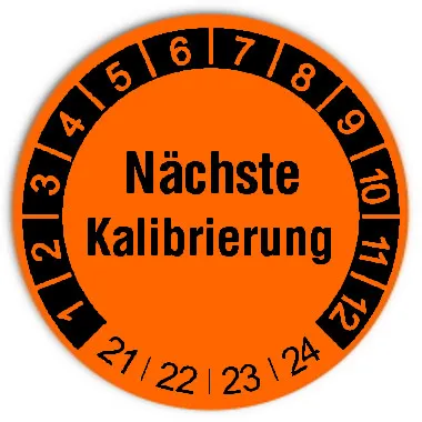 Prüfplaketten Material:Folie orange Größe:Ø 30mm Nächste Prüfung:2021 Barcode:ohne Stellenanzahl:ohne Ausführung:1 Etikette pro Nummer Menge:500