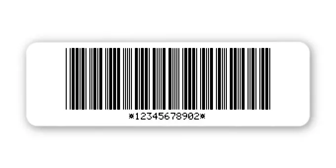 Archivierungsetiketten Material:Polyethylen-Folie hochglänzend weiß Größe:50x15mm Kopfzeile:"ohne" Barcode:Code 39 mit Prüfziffer Stellenanzahl:11-stellig Menge:1000