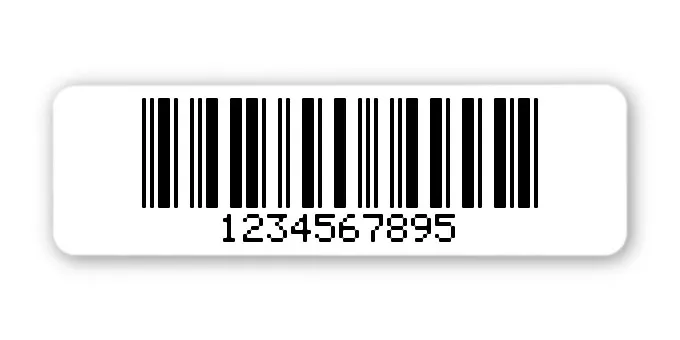 Archivierungsetiketten Material:Polyethylen-Folie hochglänzend weiß Größe:50x15mm Kopfzeile:"ohne" Barcode:2a5 mit Prüfziffer Stellenanzahl:10-stellig Menge:1000