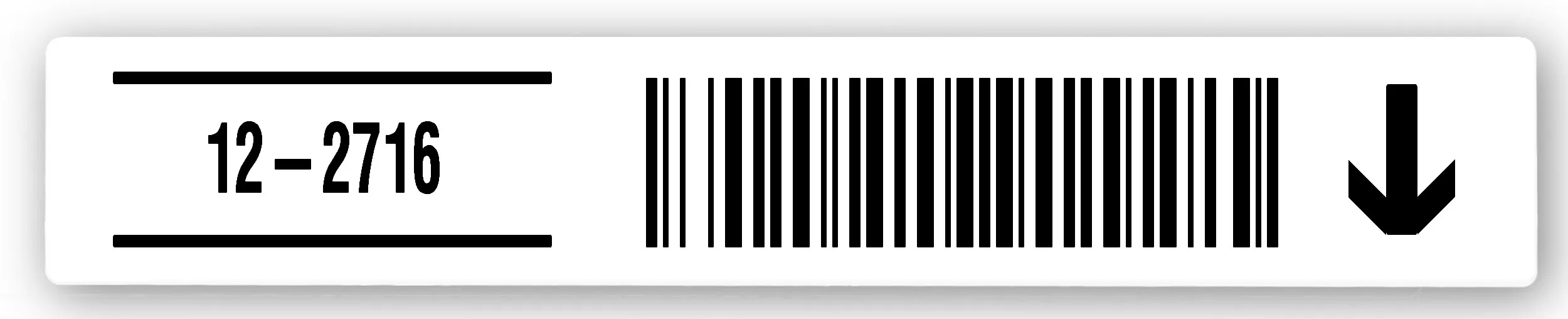 Regaletiketten Material:Polyethylen-Folie weiß matt opak Größe:195x32mm Vorgabeliste:Mit Vorgabeliste Barcode:128B Stellenanzahl:beliebig Menge:100