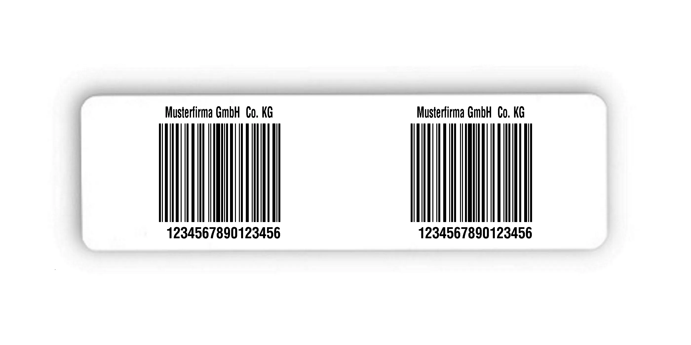 Palettenetiketten Material:Polyethylen-Folie hochglänzend weiß Größe:150x50mm Kopfzeile:"Ihr Wunschtext" Barcode:128C Stellenanzahl:16-stellig Menge:300