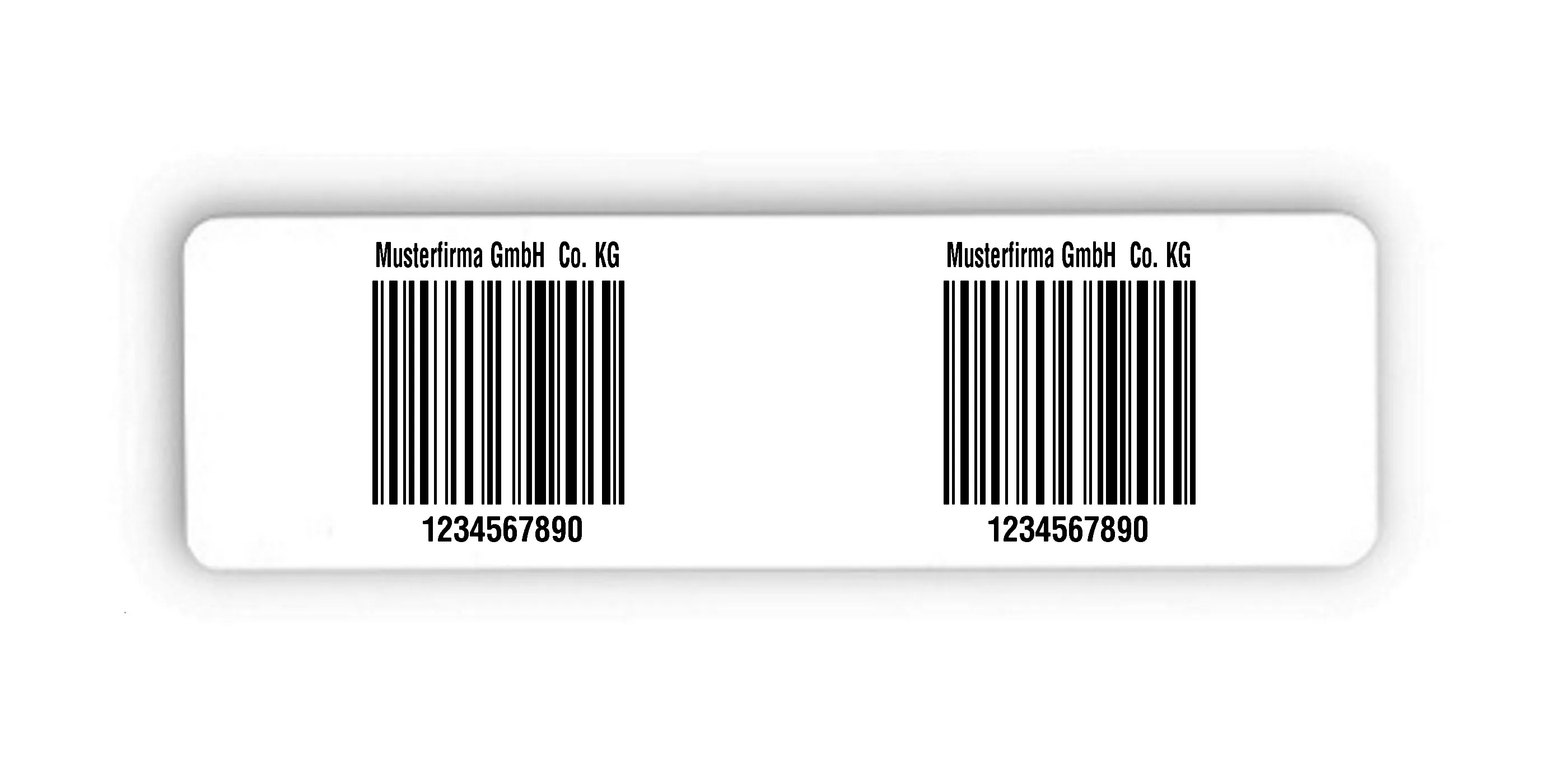 Palettenetiketten Material:Polyethylen-Folie hochglänzend weiß Größe:150x50mm Kopfzeile:"Ihr Wunschtext" Barcode:128C Stellenanzahl:10-stellig Menge:300