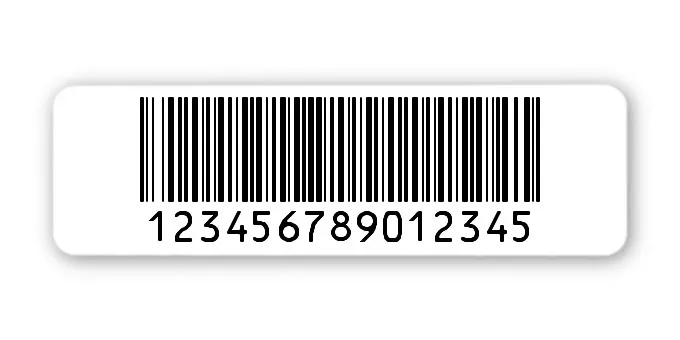 Archivierungsetiketten Material:Polyethylen-Folie hochglänzend weiß Größe:50x15mm Kopfzeile:"ohne" Barcode:128B Stellenanzahl:15-stellig Menge:1000