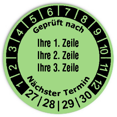 Prüfplaketten 3-zeilig - Durchmesser: 30mm