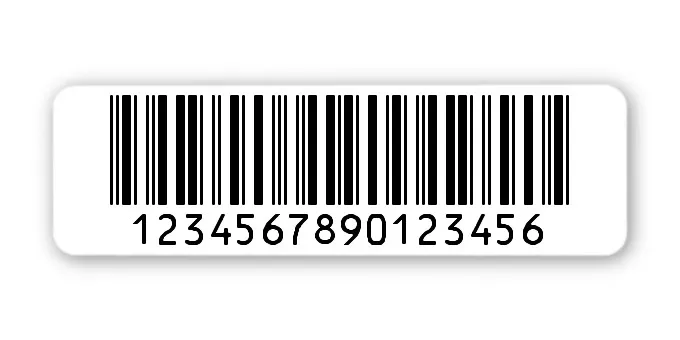 Archivierungsetiketten Material:Polyethylen-Folie hochglänzend weiß Größe:50x15mm Kopfzeile:"ohne" Barcode:2a5 interleaved Stellenanzahl:16-stellig Menge:1000