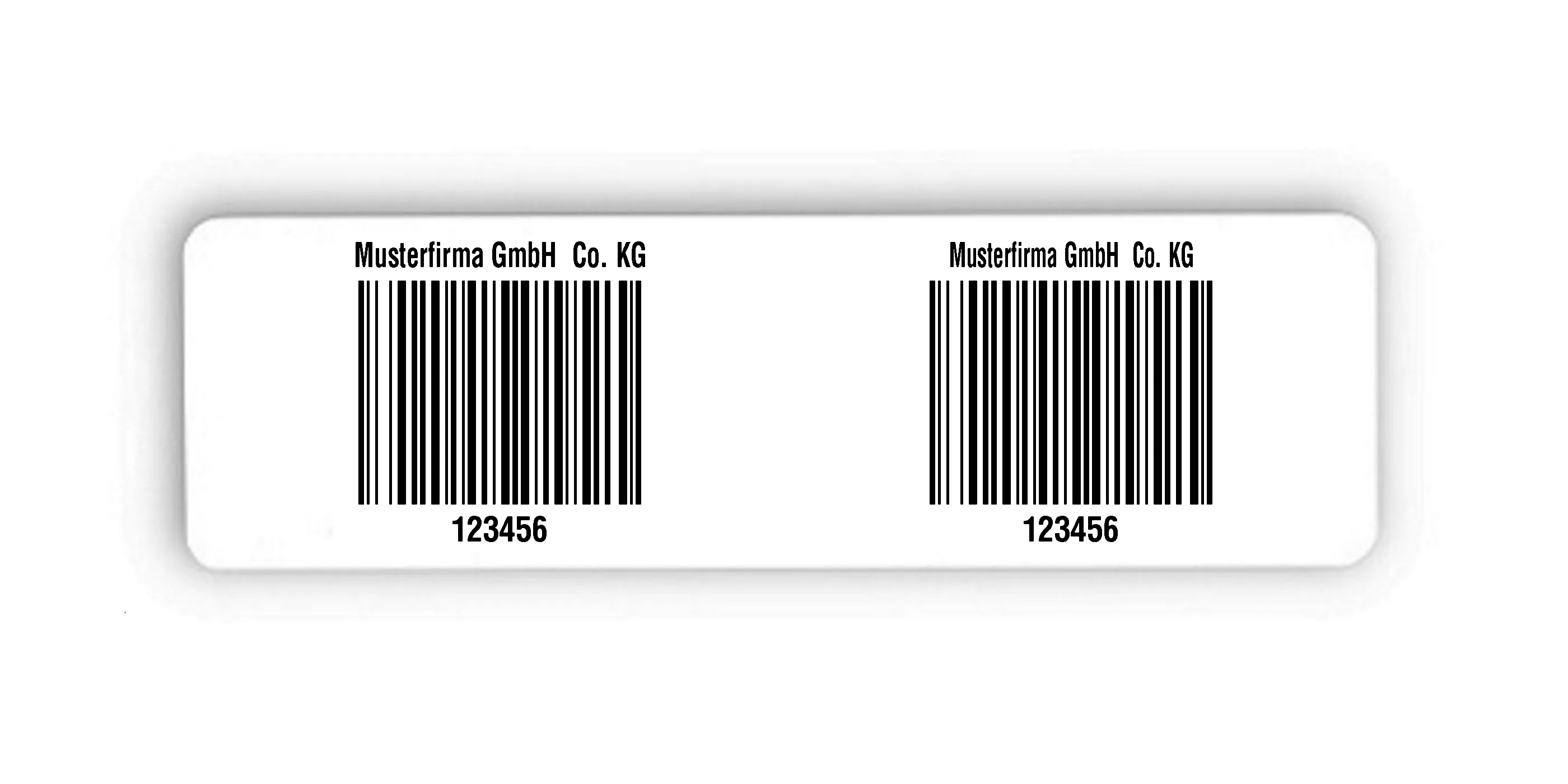 Palettenetiketten Material:Polyethylen-Folie hochglänzend weiß Größe:150x50mm Kopfzeile:"Ihr Wunschtext" Barcode:128B Stellenanzahl:6-stellig Menge:300