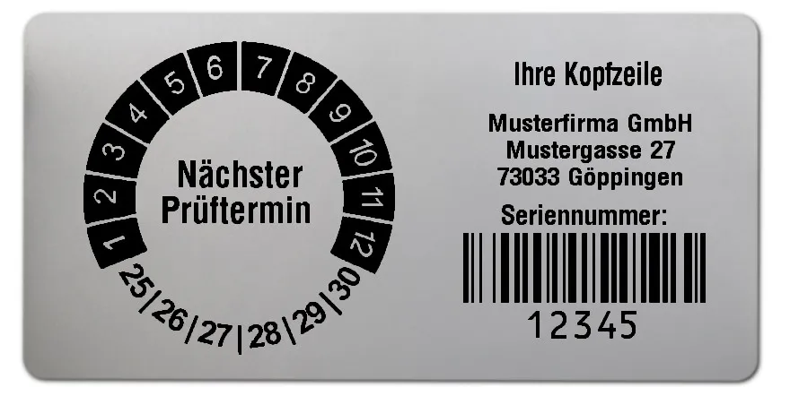 Produktbild: Prüfplakettenträger für Datum Plaketten - 68x34mm, silber