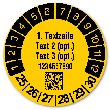 Prüfplaketten Datum mit DataMatrix- oder QR-Code, 1000 Stück