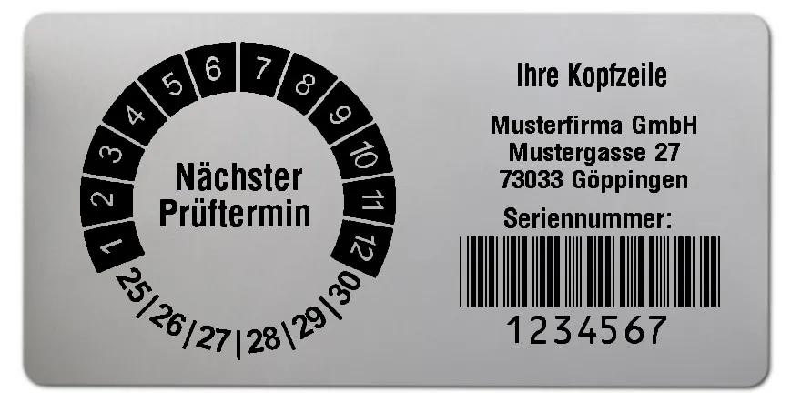 Produktbild: Prüfplakettenträger für Datum Plaketten - 68x34mm, silber