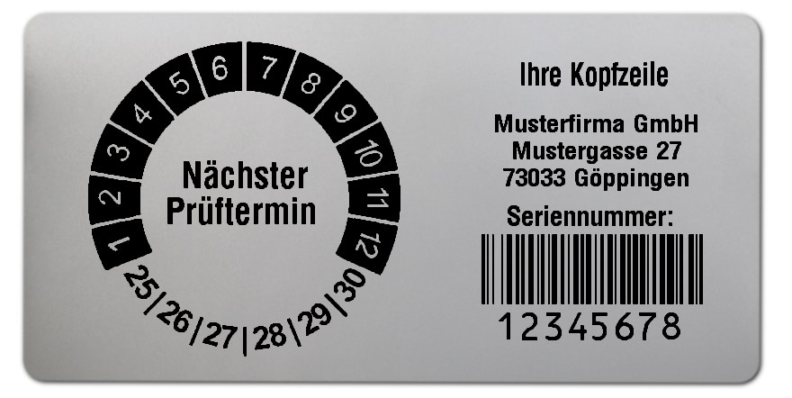 Prüfplakettenträger für Datum Plaketten - 68x34mm, silber