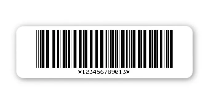 Archivierungsetiketten Material:Polyethylen-Folie hochglänzend weiß Größe:50x15mm Kopfzeile:"ohne" Barcode:Code 39 mit Prüfziffer Stellenanzahl:12-stellig Menge:1000